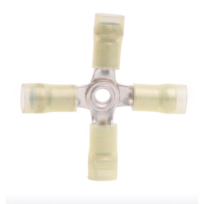 Yellow 12-10 AWG 4-Way Nylon Connector Kit (Pack of 50) - Image 1