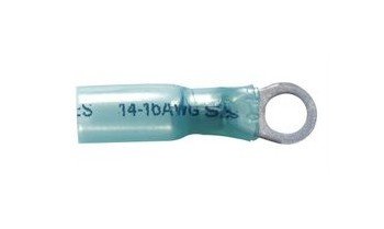 16-14 AWG Heat Shrink Ring Terminal (#8 Stud) - Pack of 50, Blue - Image 1