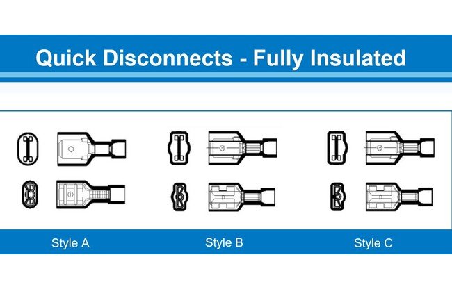 16-14 AWG Male Quick Disconnect Heat Shrink Fully Insulated (.250 x .032) Tab - Blue - Image 2