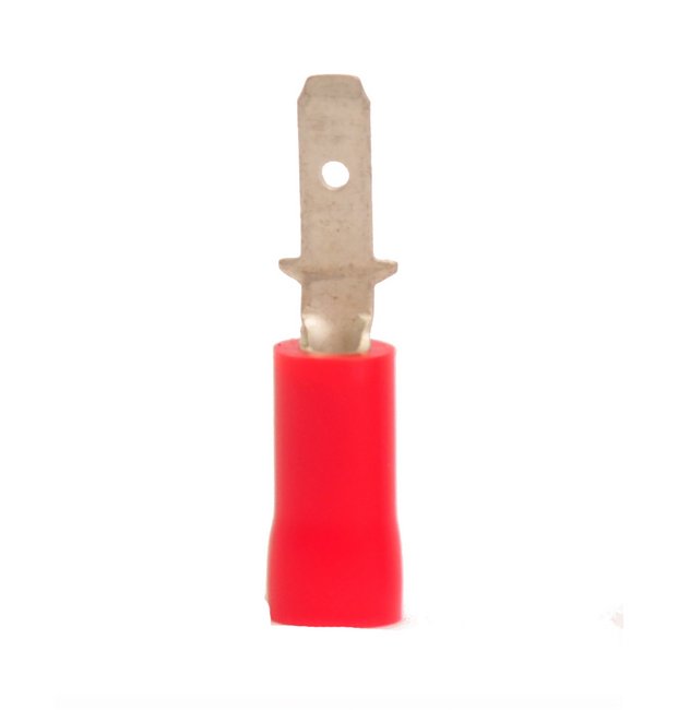 Male Vinyl Insulated Quick Disconnect Terminal, 22-18 AWG, Butted Seam, .187 x .020 Tab - Image 1