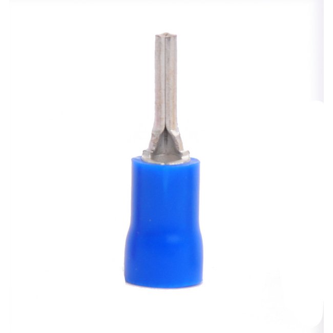 Blue Vinyl Butted Seam Pin Terminals 16-14 AWG - Pack of 100 - Image 1