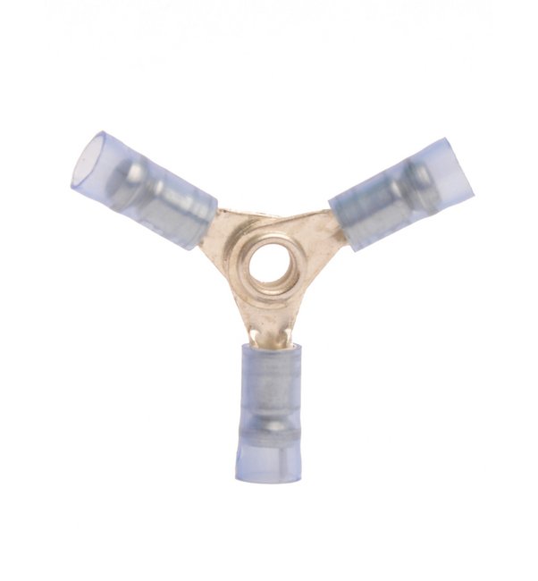 Blue Nylon 3-Way Connector Kit for 16-14 AWG Wires, Pack of 100 - Image 1