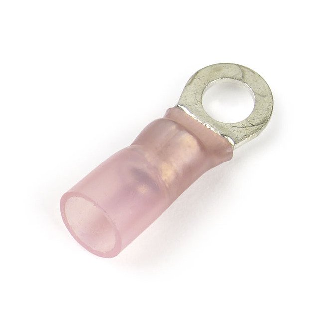 8 AWG Red Ring Terminal, #10 Stud, Heat Shrink Insulation - Pack of 50 - Image 1
