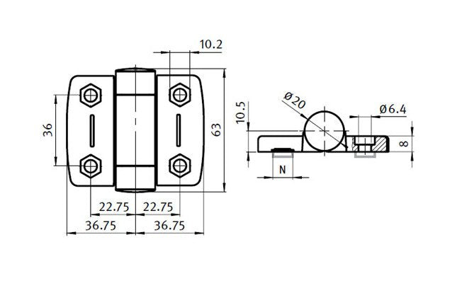 Heavy-Duty System Hinge with Cover Caps for Enclosures - Image 2