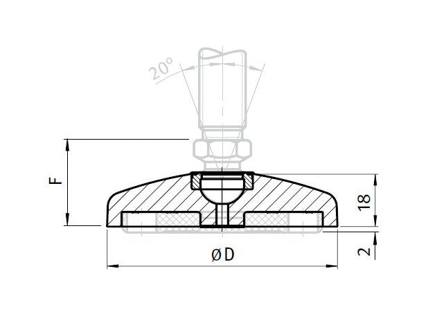 Swivel Feet Base, Die-cast Zinc - Ball Joint 15 - Image 2