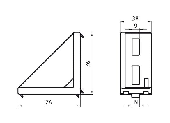 Durable Alu Connection Angle 40/80 for Enclosure Hardware, 122.5g - Image 2