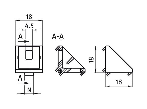 Alu Connection Angle 20 - Heavy Duty Aluminum Corner Bracket - Image 2