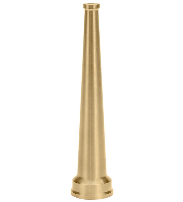 Satin Brass Hose Nozzle, 2.5in NPSH x 12in, Fire Protection - Image 1