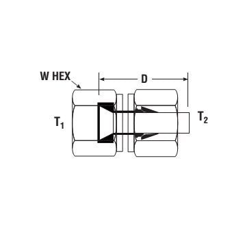 Parker CPI™/A-LOK® 37° Flare to CPI™/A-LOK® Tube Fitting for 1/2" Tube - Image 2