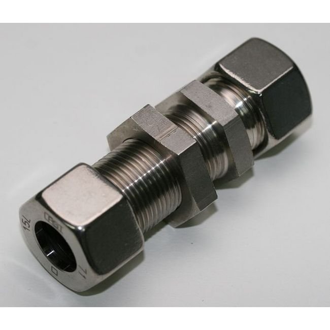 Stainless Steel Bulkhead Union Fitting with DIN 2353 Compression - Equipped B4 Ring - Image 3