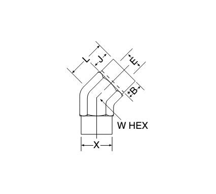45 Degree Elbow Tube Socket Fitting for 1/4" Tube, Weld-Lok® - Image 2