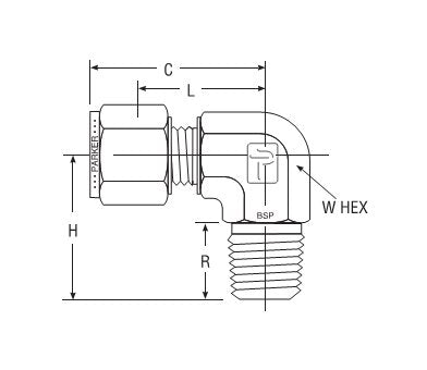 Parker CPI™/A-LOK® BSP Taper Male Elbow for Metric Tube - 3.0mm x 1/8" - Image 2