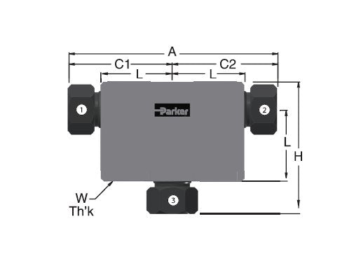 Parker MPI™ Union Tee - 1" x 1" x 3/4" - 12500 psig - Image 2