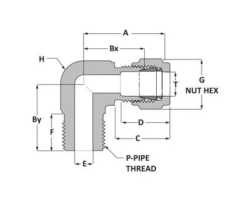 Griplok BSPT 90-Degree Male Elbow - 316 SS, 1/2 Tube x 1/4 Male BSPT - Image 2