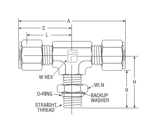 Parker Male Branch Tee SAE Straight Thread Fitting for Fractional Tube - CPI™ / A-LOK® - Image 2