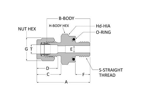 Duolok O-Ring Seal Straight Thread Connector - 1/4 Tube x 1/4 O-Ring Seal, 316 SS - Image 2