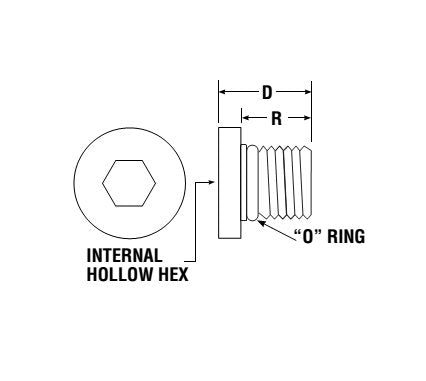 Parker Hollow Hex Plug HP5ON - BSPP 3/4-16, 5/16 in Internal Hex - Image 2