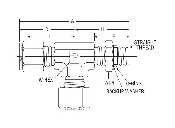 Parker CPI™/A-LOK® Male Run Tee SAE Straight Thread, Fractional Tube Fitting - Image 2