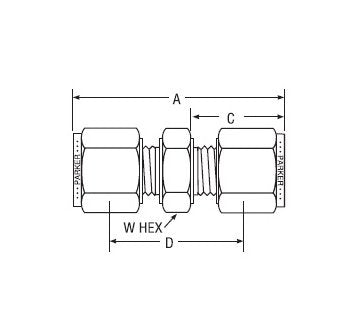 Parker CPI™/A-LOK® HBZ/SC Tube to Tube Union - 14.0mm Metric Tube - Image 2