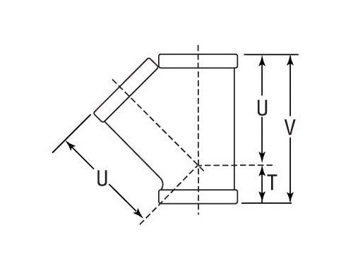 45 Degree Malleable Iron Class 150 Y-Branch or Lateral Fitting NPS 3 (80mm) - Image 2