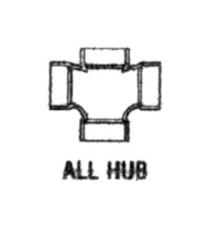 Sanitary Tee - Double, Reducing, All Hub 4 x 4 x 3 x 3 inches - Image 1