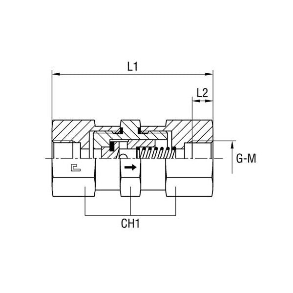 Heavy Duty Female Non Return Valve - Metric Parallel Thread 42x2 - Image 1