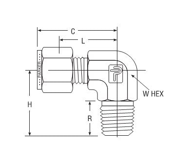 Parker NPT Male Elbow for Fractional Tube Fitting - Image 2