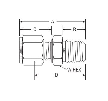 Parker CPI™ A-LOK® Taper Male Connector for Metric Tube - Image 2