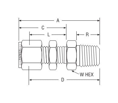 Parker CPI™ Male Bulkhead Connector for Fractional Tube - Image 2