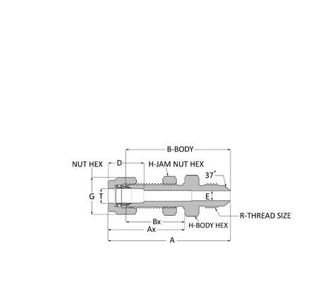Duolok AN Bulkhead Union - Brass, 3/8 Tube x Male AN Fitting - Image 2