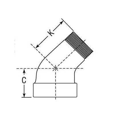 45 Degree Street Elbow Malleable Iron Fitting Class 300, NPS 1 - 25mm - Image 2