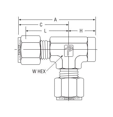 Parker CPI™/A-LOK® NPT Female Run Tee for Fractional Tube - Image 2