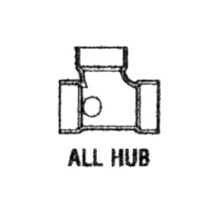 Sanitary Tee with Right & Left Side Inlet, All Hub 3x3x3x2x2 Inches - Image 1