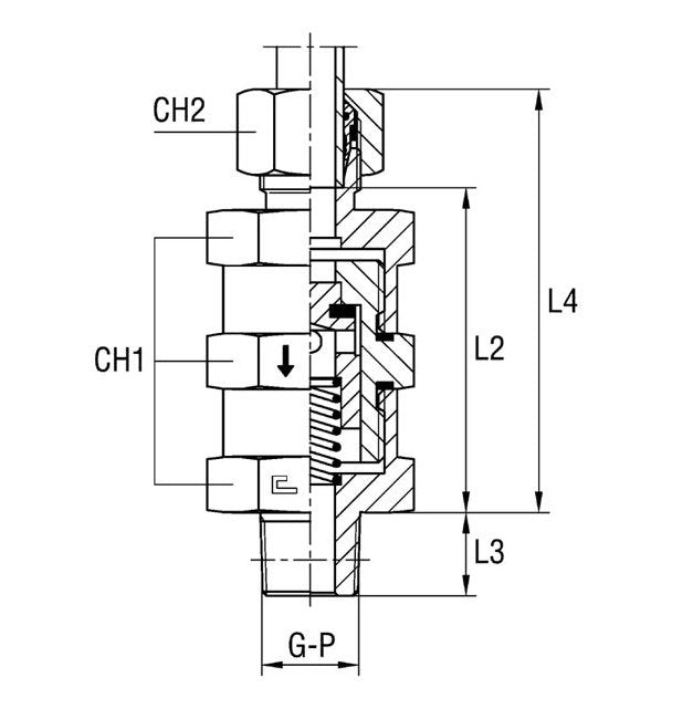 Hydraulic Male Stud Non Return Valve NPT Taper - Pressure 250 bar - Image 1