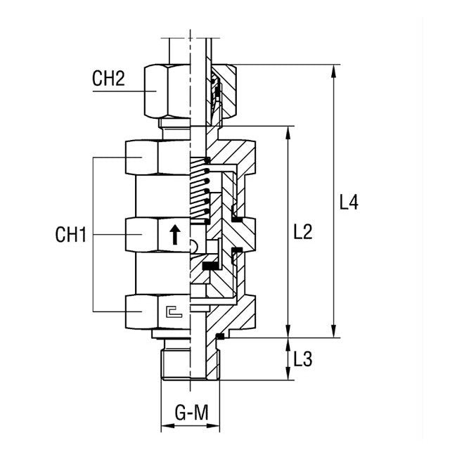 Male Stud Non Return Valve with Elastomer Seal - BSP Parallel - Image 2