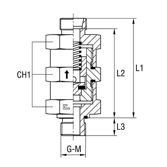 Heavy Duty Male Stud Non Return Valve Metric Parallel - Body Only - Image 1