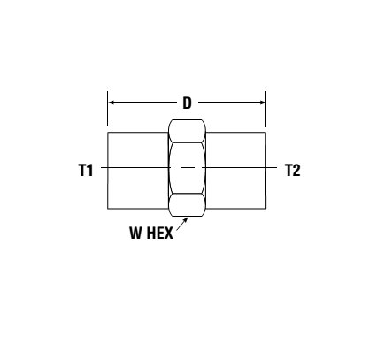 Parker Female Hex Coupling FHC, FNPT to FNPT, Steel/Brass - Image 2