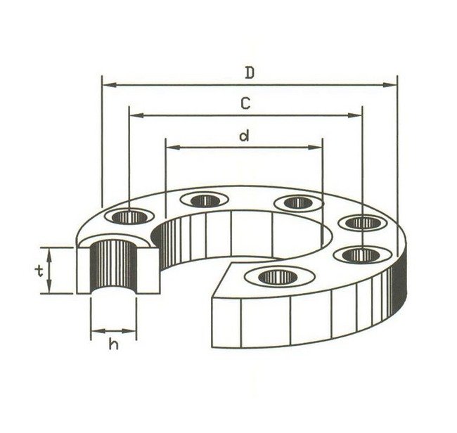 DIN PN10 Steel Slip-On Flange, 12" Flat Faced - Image 2