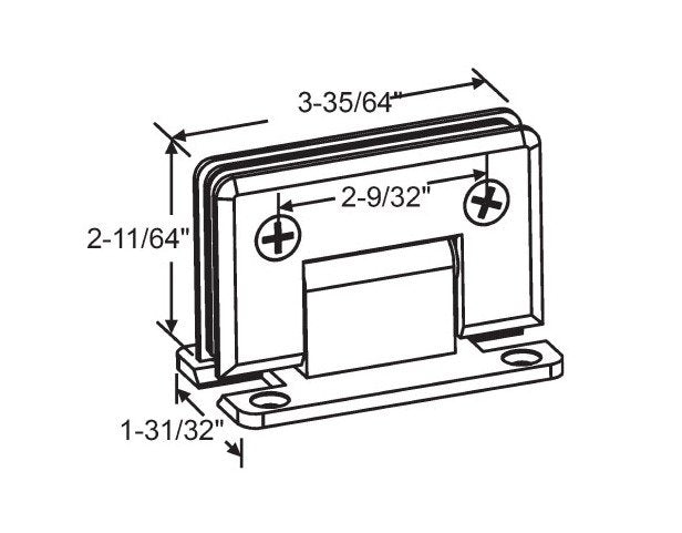 Bright Chrome Beveled Edge Solid Brass Shower Door Hinge - Image 2
