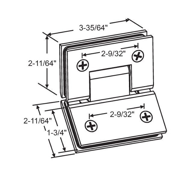 Strybuc Square Edge Solid Brass Bright Chrome Finish Shower Door Hinge - Image 2