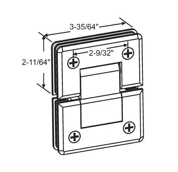 Bright Chrome Finish Brass Beveled Edge Standard Duty Shower Door Hinge - Image 2
