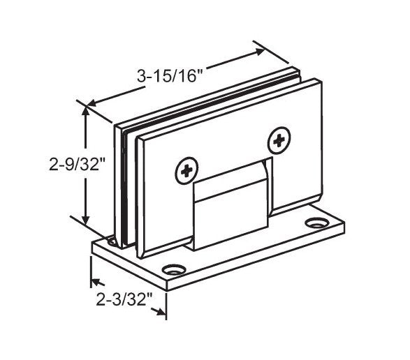Heavy Duty Square Edge Solid Brass Shower Door Hinge, Bright Chrome Finish - Image 2