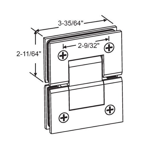 Square Edge Standard Duty Solid Brass Shower Door Hinge, Brushed Nickel Finish - Image 2
