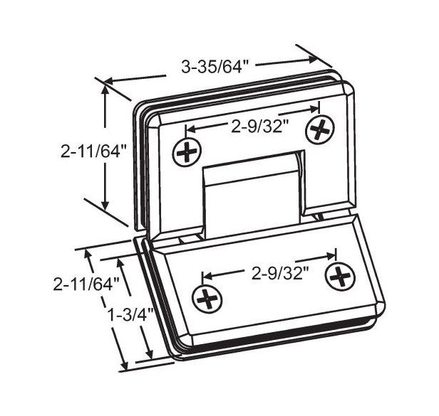 Bright Chrome Beveled Edge Solid Brass Shower Door Hinge - Image 2