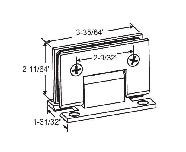 Brushed Nickel Square Edge Solid Brass Shower Door Hinge - Image 2