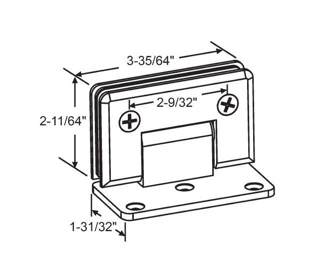 Bright Chrome Beveled Edge Solid Brass Shower Door Hinge - Image 2
