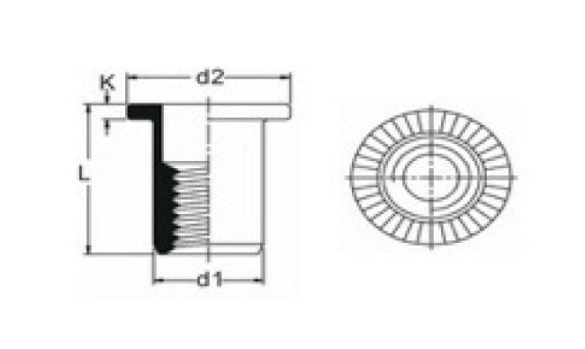 Ornit F-Series 9.5mm L Open End Rivet Nut - Image 2