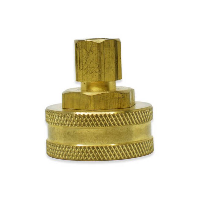 FGC Series 3/4 Inch (in) Female Garden Hose Thread (FGHT) and 1/4 Inch (in) Tubing Outer Diameter Compression Brass Adapter Fitting - Image 1