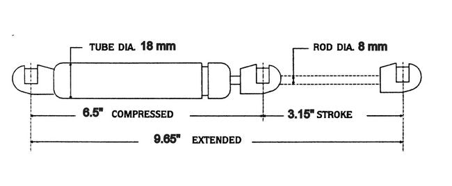 Stabilus Gas Springs with Composite Ends - Extended Length 9.65 Inch - Image 2
