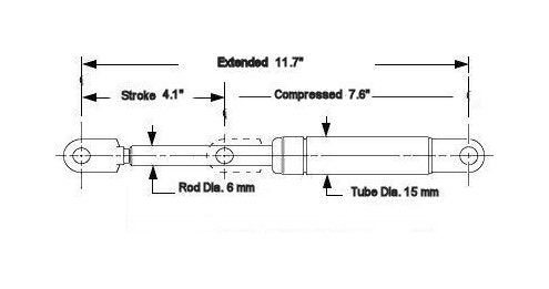 Industrial Steel Gas Springs with Blade Ends - Image 3